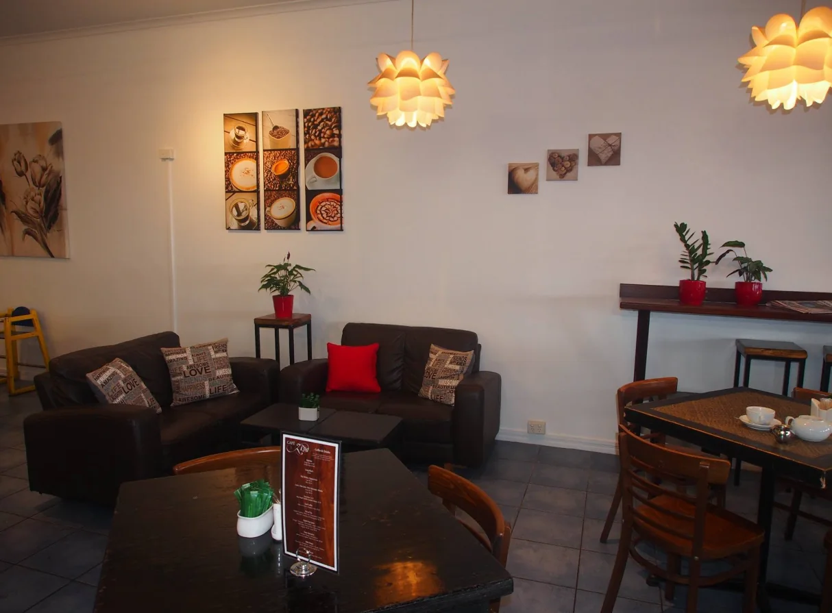 Comfortable seating inside Cafe Ziva
